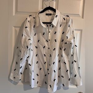 Karl Lagerfeld White Blouse with Black Sunglasses Pattern